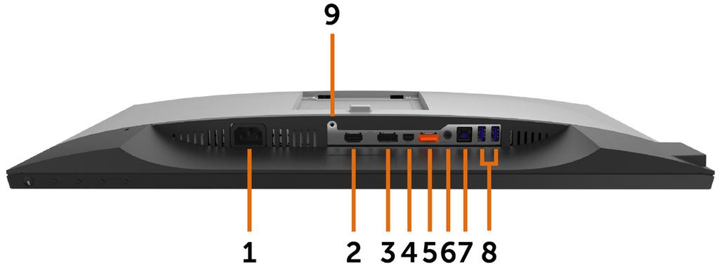 밑면 라벨 설명 사용 1 AC 전원코드커넥터 전원케이블을연결합니다. 2 HDMI/MHL 포트 HDMI 케이블로컴퓨터를연결하거나 MHL 케이블 ( 옵션 ) 로 MHL 장치를연결합니다. 3 DP 커넥터 (in) 컴퓨터 DP케이블을연결합니다. 4 미니 DP 커넥터 (in) 미니 DP와 DP 간연결케이블을사용하여컴퓨터를연결합니다.