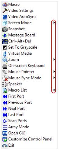 KVM over IP 사용자설명서 문자열위에서마우스오른쪽버튼을클릭하면사용자가스크린모드, 줌, 마우스포인트