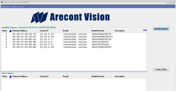 Advanced Mode( 고급모드 ) 에대한자세한내용은 CD에포함된 "AV100 Installation Manual(AV100 설치설명서 )" 를참조하세요. 참고 3: 그림 23과같이사용자가모든카메라의모델번호와펌웨어버전을확인할수있습니다.