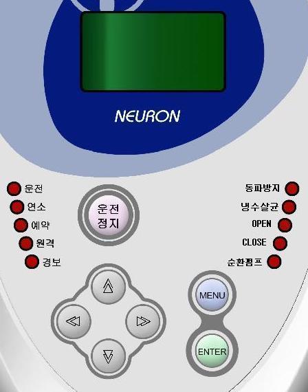 7. 제어장치의동작및기능 7-1. 표시모드기능설명 2 5 1 3 4 6 2 1 운전 / 정지스위치 - 버튼하나의조작으로운전과정지를시킬수있다 2 표시램프등 - 운전, 연소, 예약, 원격, 경보, 동파방지, 냉수살균, 순환펌프의동작상태가표시된다 3 LCD 표시창 - 운전상태표시및각종설정상태를한글과그래픽을이용하여알아보기쉽게표시한다.