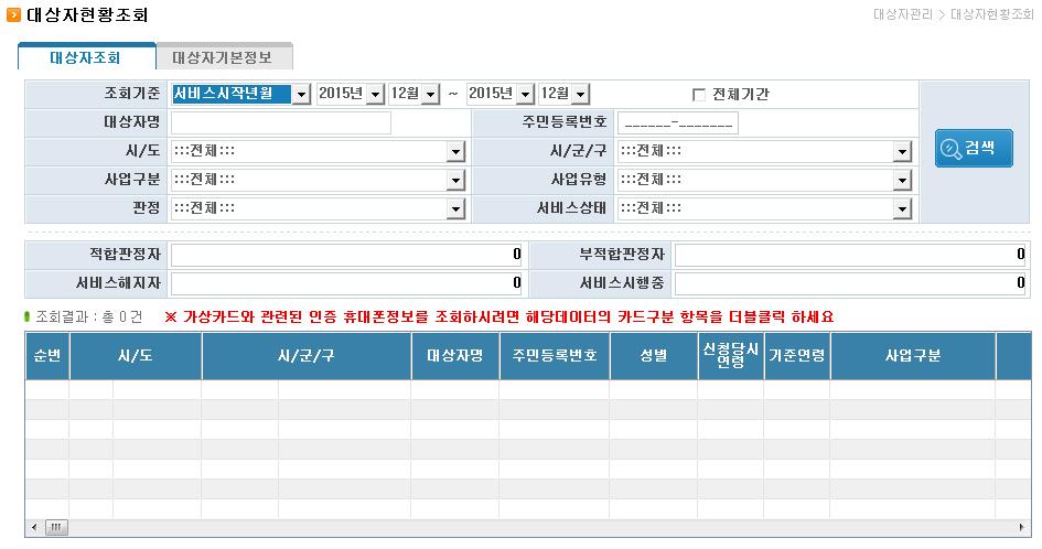 II. 전자바우처시스템활용 : 대상자관리 1.