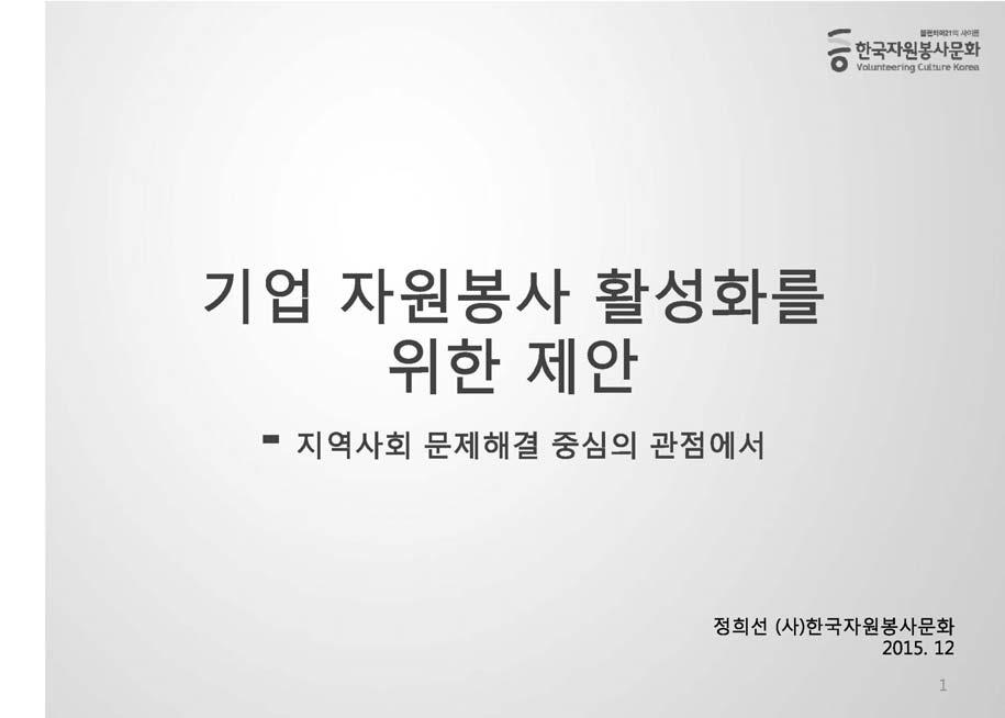 [ 발표 2] 기업자원봉사활성화를위한제안 [ 발표 2]