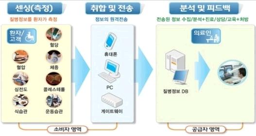 4) U-Healthcare 올해의 Hot Issue U-HealthCare: 안정성 VS 경제성 U-Healthcare 는정보통신기술을이용하여어디서나간편하게건강관리를받을수있는서비스를말한다. 올해화두가되고있는원격의료와비슷한개념이라고생각하면된다. 현재의료법상원격의료는의사간의자문은가능하지만의사와환자간원격으로상담이나처방을행하는것은불가능하다.