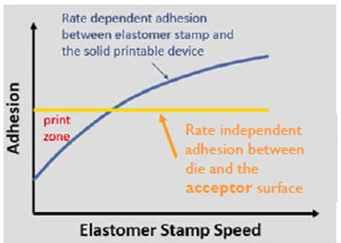 연구그룸에서 Spin-Off) 는움직임또는모션제어를통해전사하는방식을개발하였으며, 원리는반데르발스력 (Van Der Waals) 에의해접합력이발생하고, 유연성이있는 Stamp(PDMS) 를떼어낼때의속도에의한모션력으로 µled를분리하는기술임 (a) (b) [X-Celeprint 의전사 Stamp (a) 속도 / 모션제어를위한탄성 Stamp, (b)