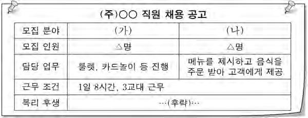 ( 생활서비스산업의이해 ) 직업탐구영역 3 11. 다음교육내용을통해알수있는직업에대한설명으로 적절한것만을 에서있는대로고른것은? ( 단, 한국표준 직업분류에근거한다.) 재직자대상교육안내 교육개요 : 직무능력향상을위한맞춤교육 교육대상 : 해당직무사원 교육내용 :- 제조직물의조직과무늬에대한명세서검토방법 - 천을짜는기계의조작방법 ㄱ. 직업의예시로는섬유제조원이있다.