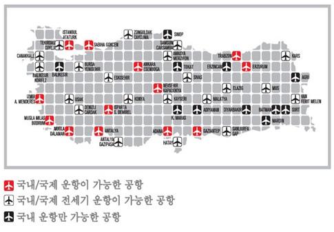 중소기업진출가이드 서남유럽우수항공사로수상되었음. 2009 년터키항공이용승객수는총 8520 만명.