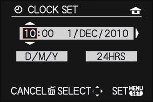 날짜 / 시간설정하기 ( 시계설정 ) 카메라출고시시계는설정되어있지않습니다. 카메라전원을켜십시오. A [MENU/SET] 버튼 B 커서버튼 [MENU/SET] 을누르십시오. 3/4 를눌러언어를선택하고 [MENU/SET] 을누르십시오. [MENU/SET] 을누르십시오. 2/1 를눌러항목 ( 연, 월, 일, 시간, 분, 표시순서또는시간표시형식 ) 을선택하고 3/4 를눌러설정하십시오.