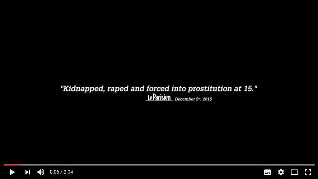 부록 1. 천국의여성들 캠페인소개비디오 주요영상 내용 영상은 15 세에납치되고, 강간당했으며, 성매매를강요당했다