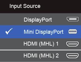 B) 모니터에어떤콘텐츠도나타나지않습니다 ( 빈화면 ) 1. 또는버튼을눌러서 DP 또는 mdp 를강조표시합니다. DP mdp 2. 약 8 초동안버튼을누르고있습니다. 3. 다음과같은 DisplayPort 구성메시지가나타납니다 : DP 1.2? Enable Disable 4.