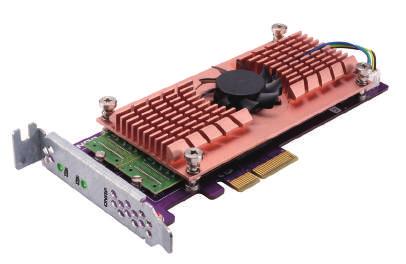 2 SSD 및 0GbE 연결 ( 옵션 ) 을 QNAP NAS* 에추가하는 PCIe 카드로서, NAS 스토리지성능과파일전송안정성을효율적으로개선합니다. 최대 M.2 220/2280 SSD 두개까지설치해서 RAID 또는 RAID 0 캐시풀을생성해서성능을개선하거나스토리지볼륨을추가해서 Qtier 로스토리지효율성을최적화할수있습니다.