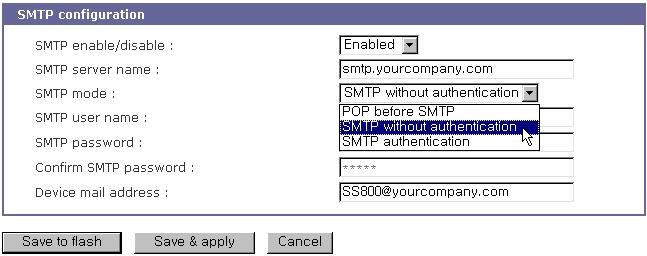 그림 3-6 SMTP 설정에서 SMTP 모드선택 3.5. IP 필터링 STS 시리즈는 IP 주소기반필터링규칙이나관리웹을이용하여승인권한이없는호스트가 STS 시리즈에접근하는것을막을수있습니다. 사용자는파라미터의설정을수정함으로써다음과같은규칙을만들수있습니다. - 특정 IP 주소를가진호스트만이 STS 시리즈에접근할수있다.