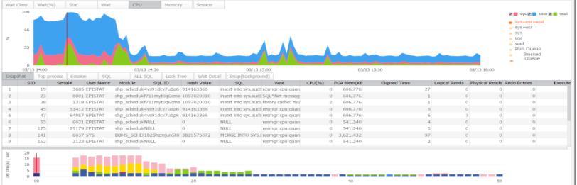 01 초 Session & SQL SGA 1 초 Snapshot Database 0.