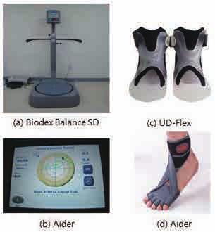 보행분석은 foot drop과 Back-Knee 현상과관련된 knee와 ankle의각도변화량분석을수행하였다. 또한, Biodex balance SD system을이용하여 10 명의편마비환자를대상으로단하지보조기착용여부에따라환자의균형능력에미치는영향을평가하였다. 실험참여자는현재보장구를사용하지않는피실험자 9 명 ( 남자 : 8명, 여자 1명, 나이 : 55.