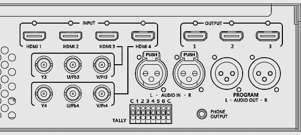 4-5. Tally 신호의연결 TALLY신호에대하여비디오스위쳐에서프로그램출력으로설정되는선택상태를알려주는접점신호를출력하는단자입니다. 이러한신호는해당카메라운용자또는연기자가인식할수있도록 LED램프등을구동시키는신호로사용합니다.