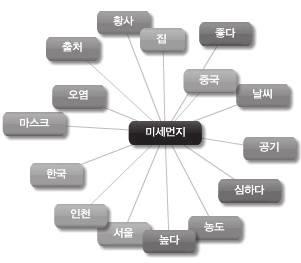 미세먼지의경우원인중하나로추정해볼수있는중국, 베이징, 화력발전소, 황사등이언급되고있으며주요대책중의하나인마스크, 공기청청기, 피부에도움이될화장품, 알레르기성피부치료제, 먼지를흡수한다는소문이난돼지고기등이사용되고있다.