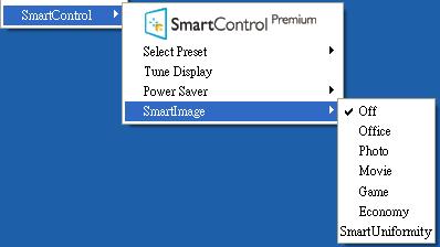 3. 이미지최적화 Context Menu ( 콘텍스트메뉴 ) 는다음과같은 4 개항목이있습니다. SmartControl Premium - About ( 소개 ) 화면이디스플레이되도록선택한경우. Select Preset ( 사전설정선택 ) - 즉시사용하도록저장된사전설정의계층메뉴를제공합니다. 체크표시는현재선택된사전설정을표시합니다.