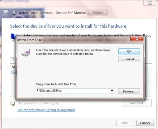 "Let me pick from a list of device drivers on my computer(