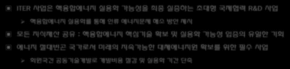 의국제공동건설ㆍ운영을통해핵융합에너지의실용화를위한공학적실증 ITER :