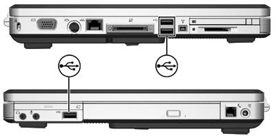 7 외장장치 USB 장치사용 USB( 범용직렬버스 ) 는 USB 키보드, 마우스, 드라이브, 프린터, 스캐너또는허브등의외장장치 ( 선택사양 ) 를컴퓨터나확장제품 ( 선택사양 ) 에연결하여사용할수있는하드웨어인터페이스입니다. 허브는시스템에추가 USB 포트를제공하며컴퓨터나다른허브에연결될수있습니다. 이컴퓨터는왼쪽에두개의표준 USB 포트가있습니다.