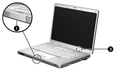 디스플레이부품 부품 설명 (1) 디스플레이분리래치컴퓨터를엽니다. (2) 내부디스플레이스위치 노트북이켜져있는동안디스플레이가닫히면대기모드 가시작됩니다. 주의내부디스플레이스위치는자성물체입니다.