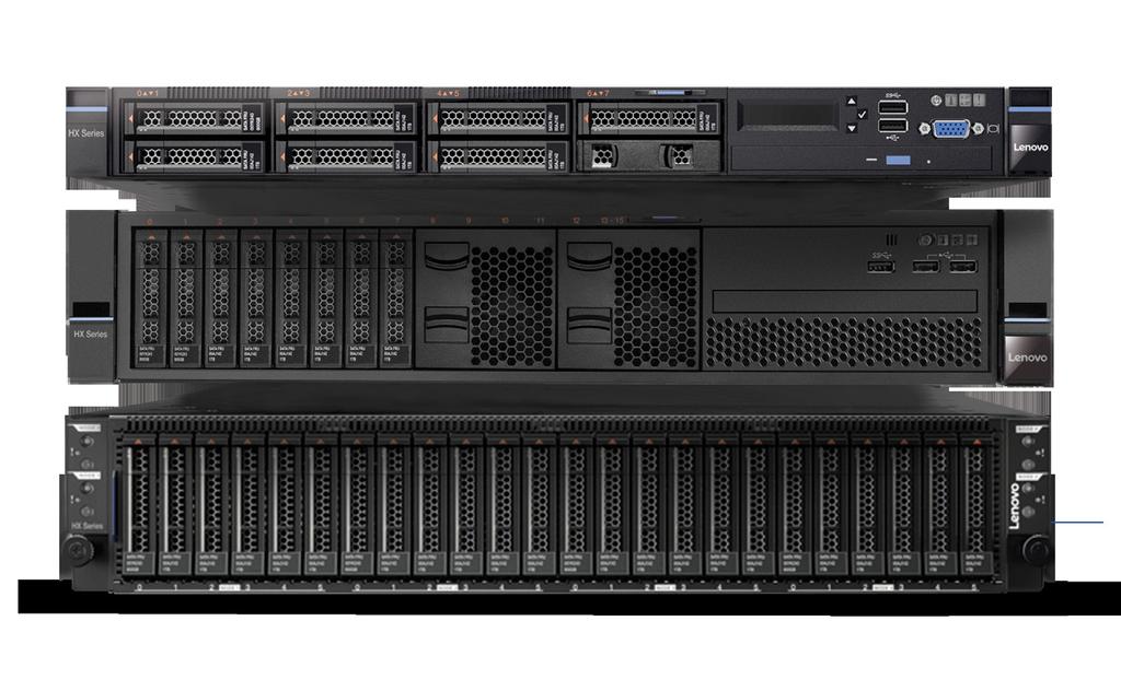 08 DCG Lenovo Converged HX 3000 Series Lenovo HX 3000 Series Appliances 는 1U 1- 노드, 2U 1- 노드및 2U 4- 노드폼팩터로사용할수있습니다.