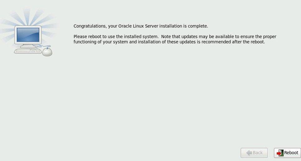 Oracle Linux OS 설치가 완료될 때까지 기다립니다.