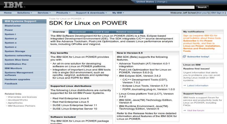 애플리케이션포팅을위한 SDK for PowerLinux bundles tools New! Available as both: ISO image RPM packages IBM Java VM 1.6 included What's new in 0.7? Linux on POWER 개발에있서최고의툴이한자리에! http://www14.software.ibm.