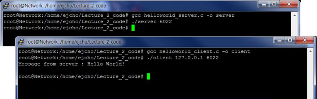 Hello World! 서버 / 클라이언트 프로그램예제 helloworld_server.