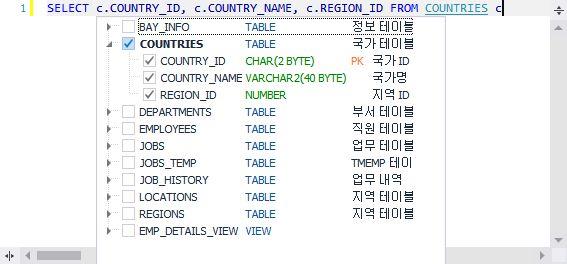 변수자동완성을제공합니다. 이를통해쿼리작성시 30% 이상의업무효율이증가합니다.