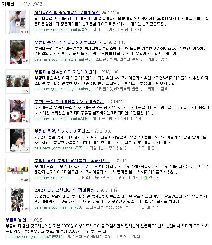 커뮤니티카페 스타일마켓 전략키워드검색시, 카페영역상위노출활발 - 양질의컨텐츠업로드및활발한활동결과,