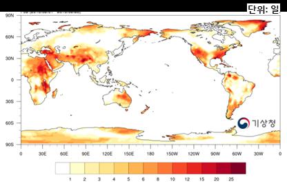 전세계이상기후 a) 이상고온발생일수 ( 최고기온 ) b) 이상저온발생일수 ( 최저기온 ) 아프리카동부, 터키, 중국서부, 호주동부, 미국서부와동부에서이상고온이많이발생하였고, 유럽서부,