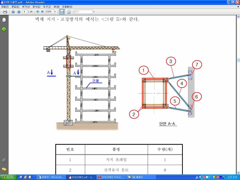 번호 품명 수량 ( 개 ) 1 지지프레임 1 2 간격유지볼트