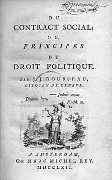 이외에도중요한저서로 에밀 (Émile ou de l'éducation), 인간불평등의기원론 (Discours sur l'origine et les fondements de l'inégalité parmi les hommes) 등이있다. 루소는스위스제네바에서태어났다. 열살에집을떠나, 열두살에법원서기가되는교육을받았다.