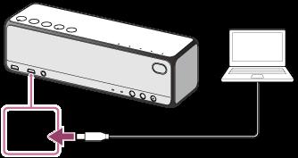 PC 에서음악듣기 스피커의 USB 포트에연결된 PC 에서음악을들을수있습니다. 하이레졸루션오디오형식파일을재생하려면 본스피커는하이레졸루션오디오형식 (192 khz/24 비트 ) 과호환됩니다. PC 의하이레졸루션오디오형식파일을스피커로재생하려면 "Hi-Res Audio Player" 를 PC 로다운로드하여설치해야합니다. 1 PC 를 USB 포트에연결합니다.
