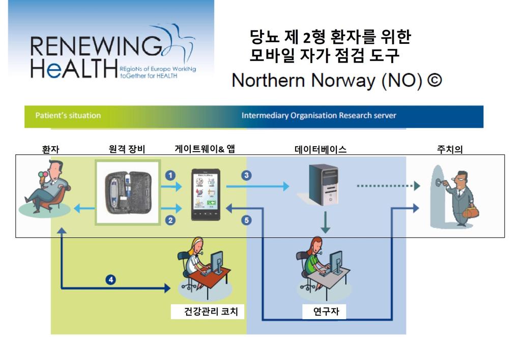 2. Renewing Health ICT 활용흐름과사례가. ICT 활용흐름의특색본보고서는 Renewing 프로젝트전체의 ICT 활용및서비스흐름을논의하기보다전체적인흐름속에서특징적인방식을몇가지요약하여소개한다.