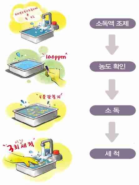 3 공정 채소소독 키워드비가열제공채소소독어떻게하나요 - 가열하지않고섭취하는야채의경우세척 소독실시 - 소독제농도준수 - 적법한약품사용