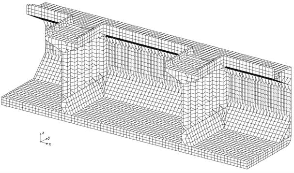 부록 3-2 직접강도평가에관한지침 3 편부록 3-2 그림 9 화물창모델의예 그림 10 파형격벽모델의예그림 11 W eb frame 모델의예 그림 12 상세분할해석에의한모델의예 (3)