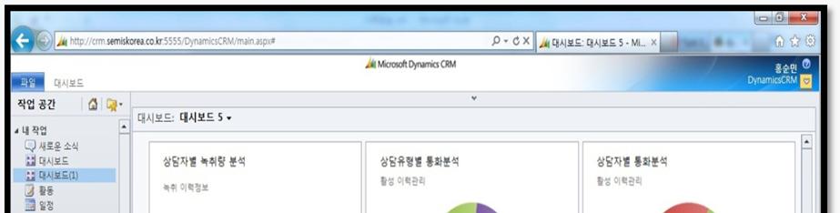 대시보드지원 대시보드지원 : Microsoft CRM