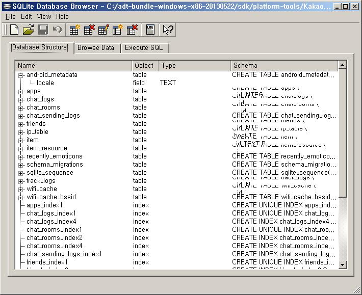 DB 중요정보수집 SQL Lite Browser