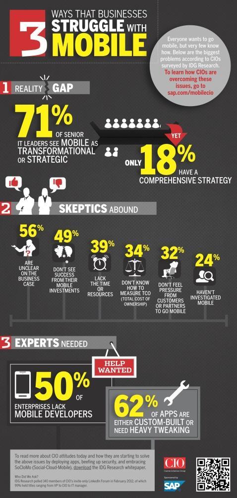 Source: IDG Research poll 2012 and White Paper, Mobile in the Enterprise: The Gap between Expectations and Expertise (http://www.sap.