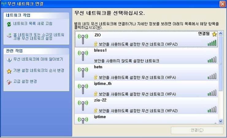 (SSID) 을선택하여 [ 연결 ]