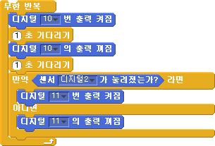 S4A 스위치입력받기 D10 번핀에연결한 LED 4 초주기로깜박이기