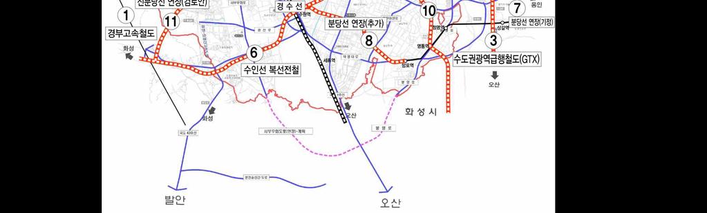 2 km ) 수인선복선전철 ( 수원 -인천, 52.8 km ) 시공중 신분당선 (2단계 ) 연장 ( 호매실 -향남, 17.