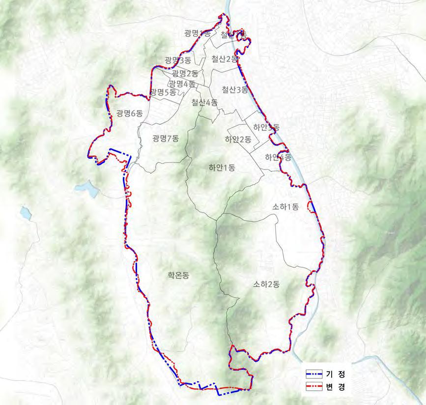 l 제 1 장계획의개요 l 2. 공간적범위 위치 : 경기도광명시행정구역전역 면적 : 38.