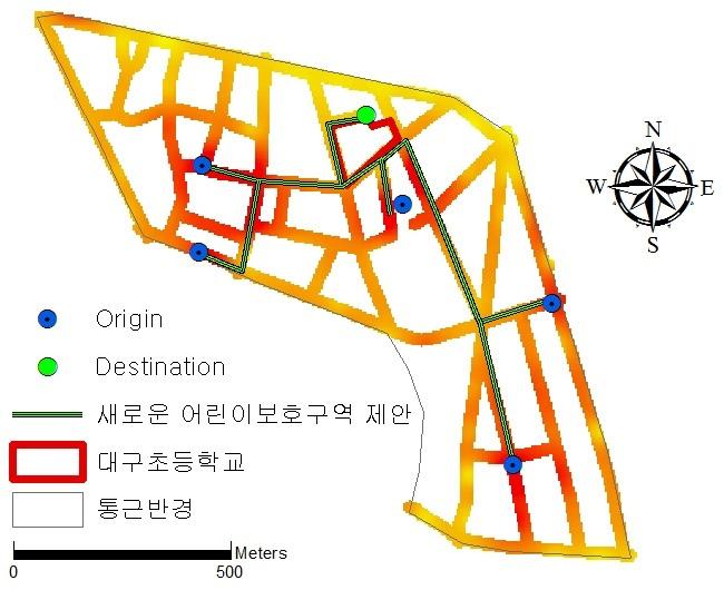 본연구에서의어린이보호구역설정에관한기본전제는어린이가실제로많이분포하는지역, 즉어린이통행이빈번한도로를추출 하여어린이보호구역을설정하는데에있다.