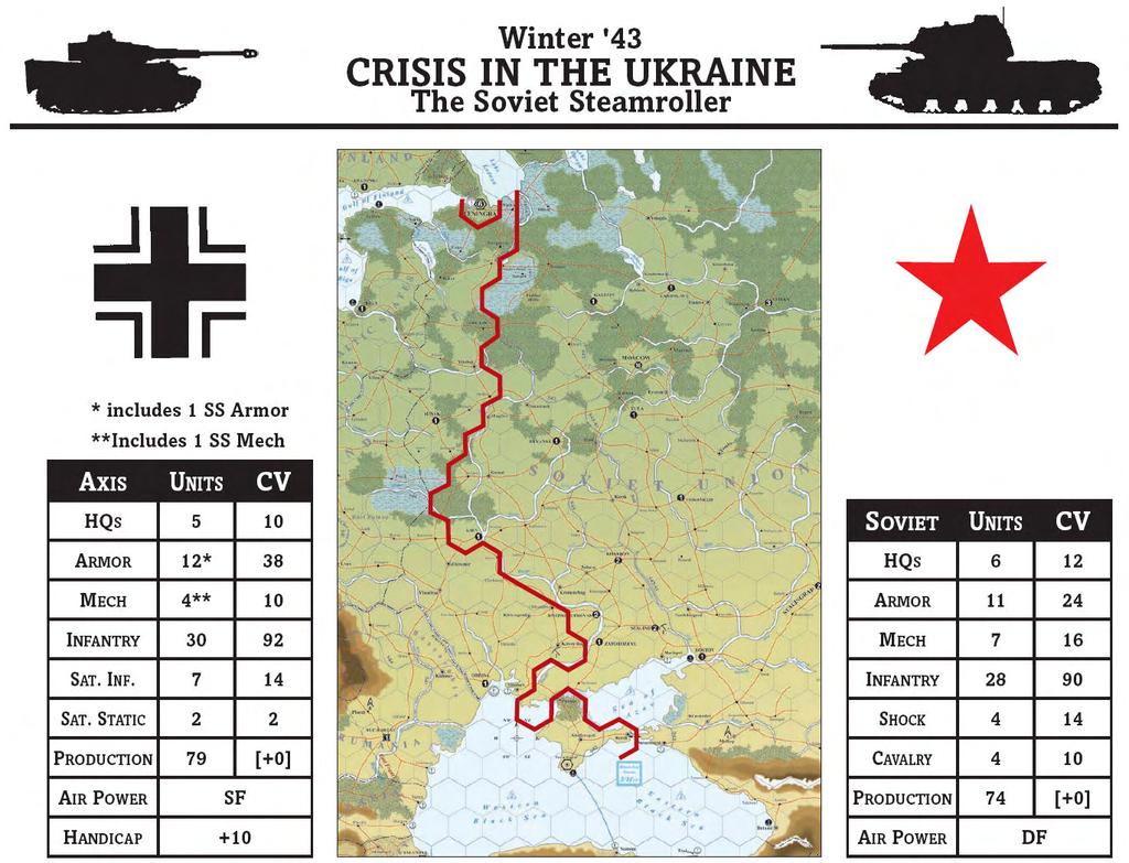 W'43 SPECIAL RULES 1 SATELLITE FORCES 모든 Satellite 유닛에대한이용이제한되며, 각각은 Rumania(1939 와 Hungary, Bulgaria의지역내에있거나인접하게위치하여야한다( 이탈리아 8I는제거되어다시보충할수없다.