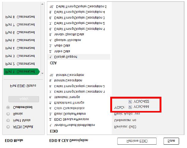 4 장. 브라우저동작 CEA 설정 CEA는 EDID 구조의확장데이터로표준 EDID 정의를더확장하여모니터 / 디스플레이장치의고급기능을지원합니다.