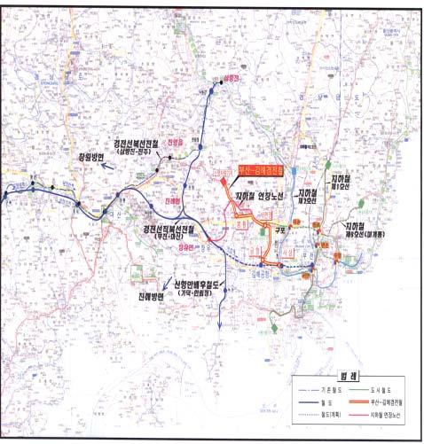 (2) 부산지하철 3 호선연장방안의교통수요 위노선으로부산지하철을연장하면마산, 진주등서부경남권및장유면 진례면 진영읍지역인구까지지하철이용수요로흡수하여부산북구 사상구