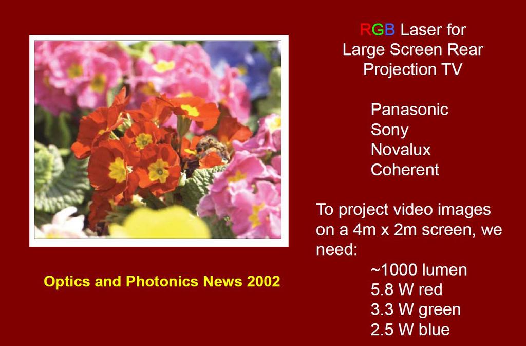 20 First target of laser display Laser TV - Real color 구현 -