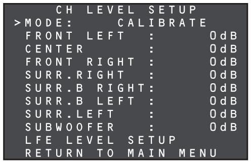 명칭및기능기본연결기본조작고급연결설정 고급조작문제해결기타 설정 4. CH LEVEL SETUP ( 채널레벨설정 ) 재생된프로그램소스와사용자자체의기본설정에맞게각채널레벨을조절할수있습니다. 조정된 2 채널레벨의최대값은기기의메모리에저장할수있습니다. 4-1 메모리모드다음단계에따라채널레벨설정은메모리에저장하고, 저장된설정을불러올수있습니다. 1.